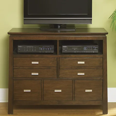 Media Chest with 2 Media Bays and 5 Drawers